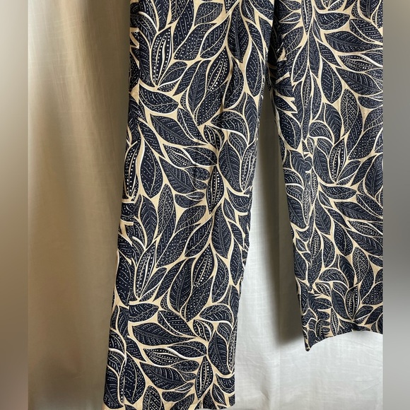 Anne Klein Linen Floral Leaf Print Trousers - Picture 6 of 10